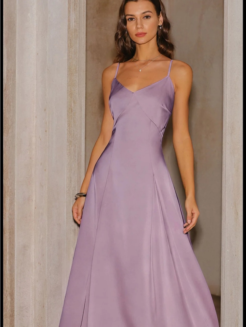 RIHOAS Lilac Satin Maxi Dress with Spaghetti Straps